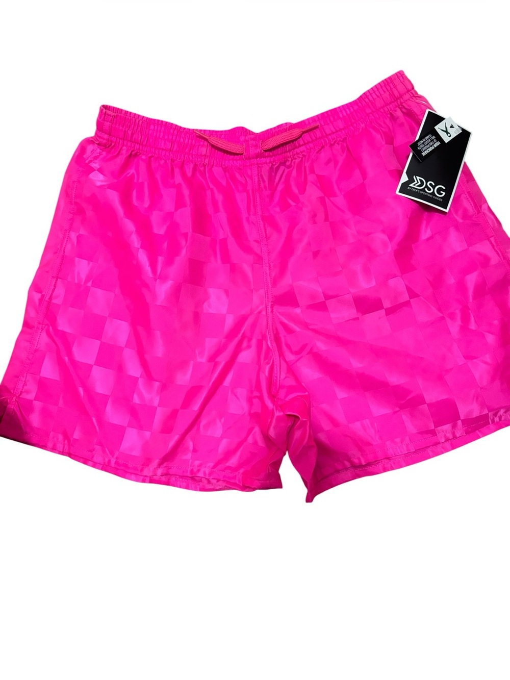 DSG by Dick’s Sporting Goods Hot Pink Checkered Soccer Shorts — NWT, Size Large
